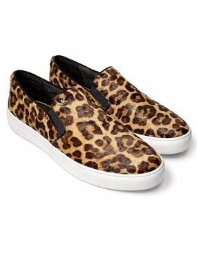 Michael Kors Leopard Calf Hair Slip-On Sneakers Women’s 8 Animal Print Chic